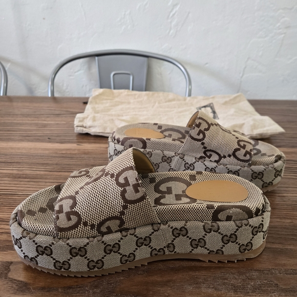 Gucci Angelina Maxi GG Platform Slide Sandals #623212 Size 37.5 Us 7.5 - Picture 7 of 16